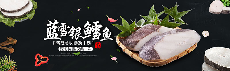 黑色海鲜鳕鱼banner图-网页素材论坛-小伙狸