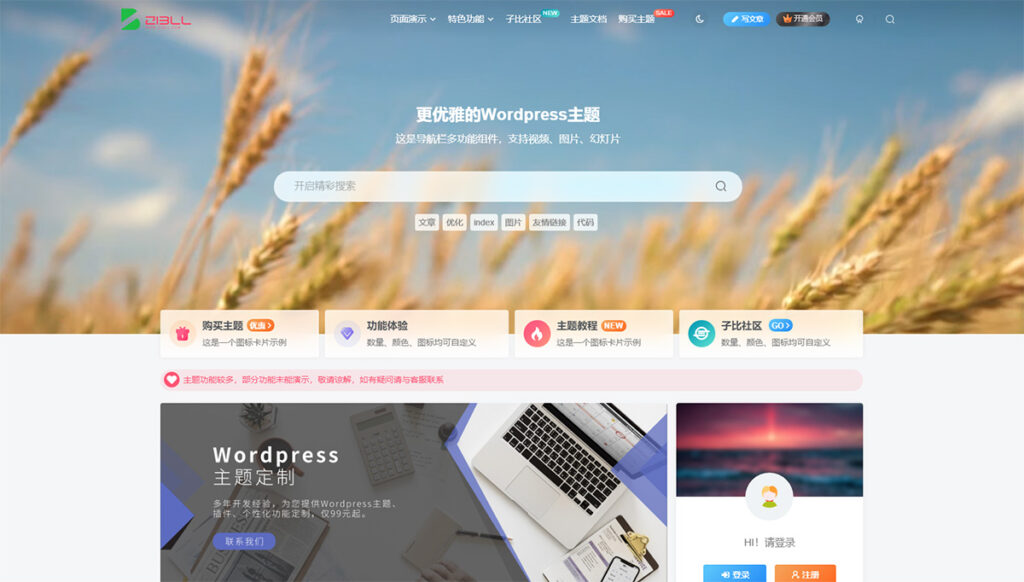 2023新版子比主题v7.1 WordPress主题 开心版-小伙狸